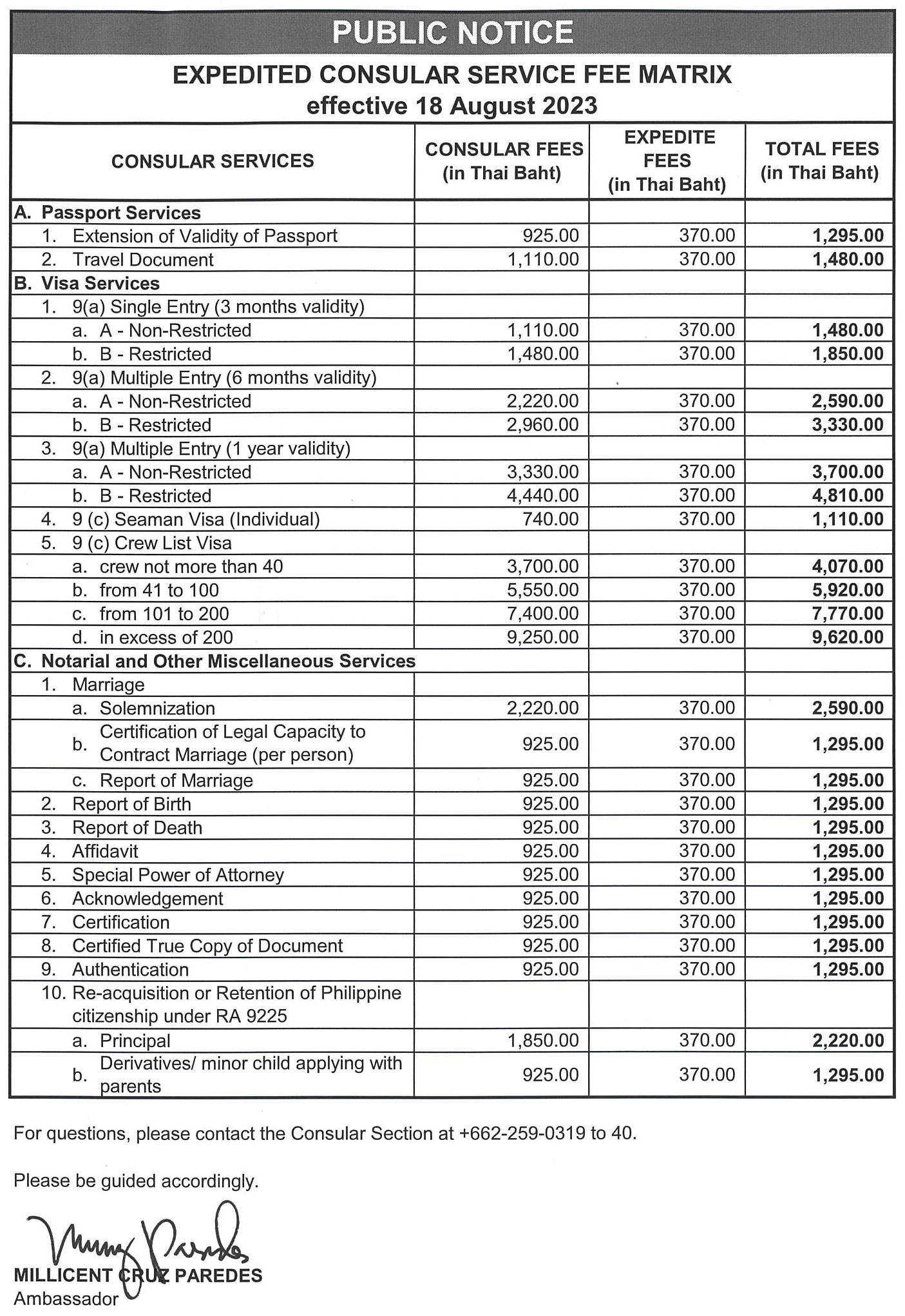 Expedited Consular Fees a