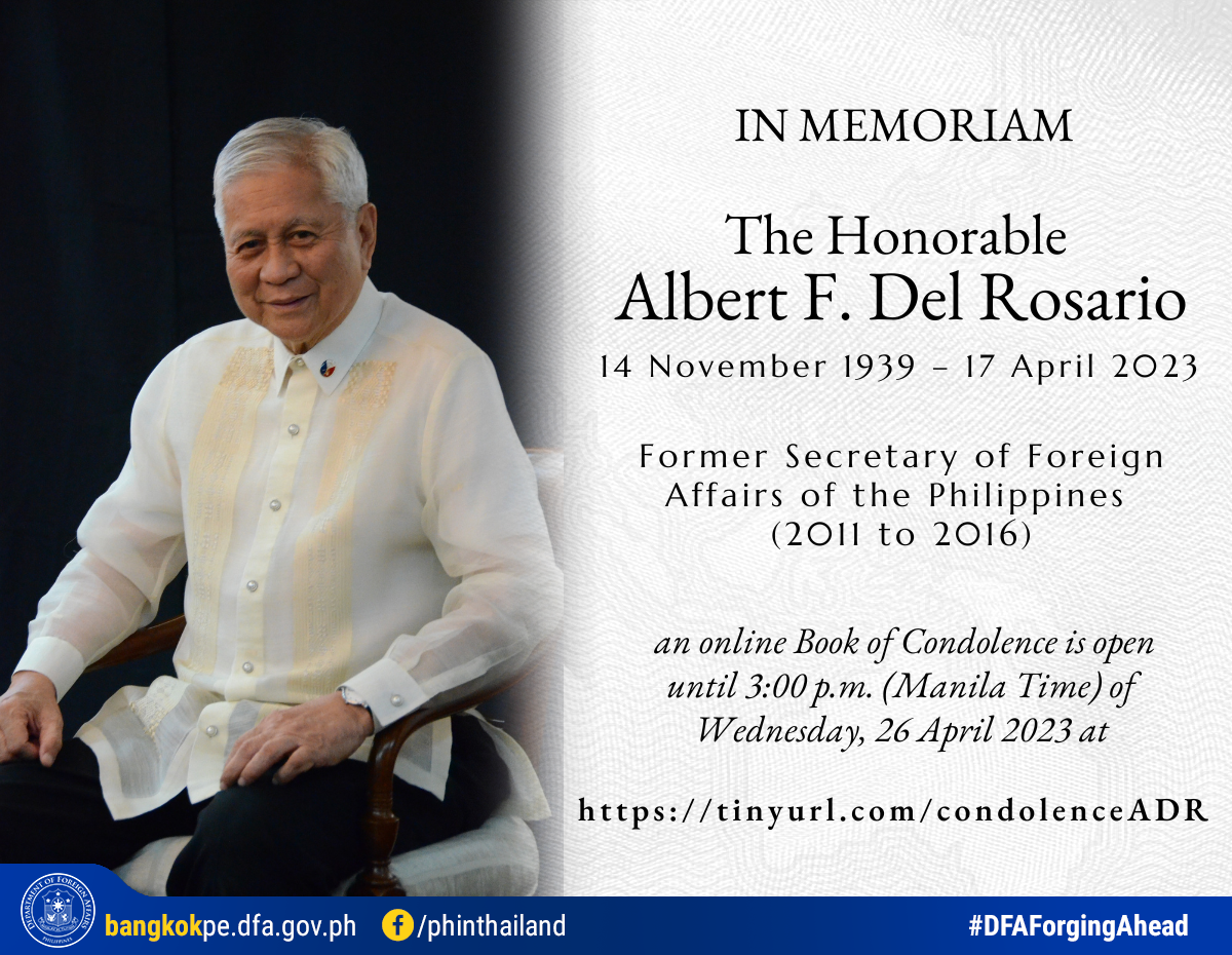 In Memoriam The Honorable Albert F. Del Rosario