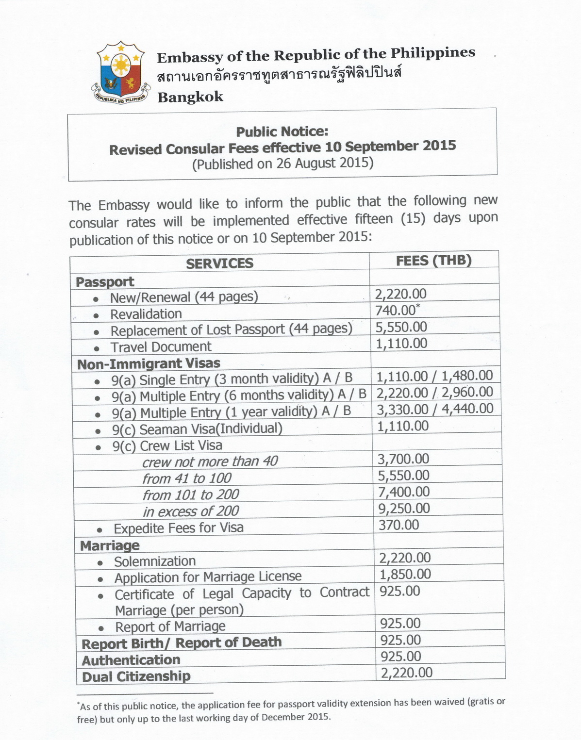 new revised fees pg 1